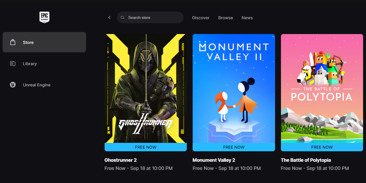 Epic Games Free Games September 2025